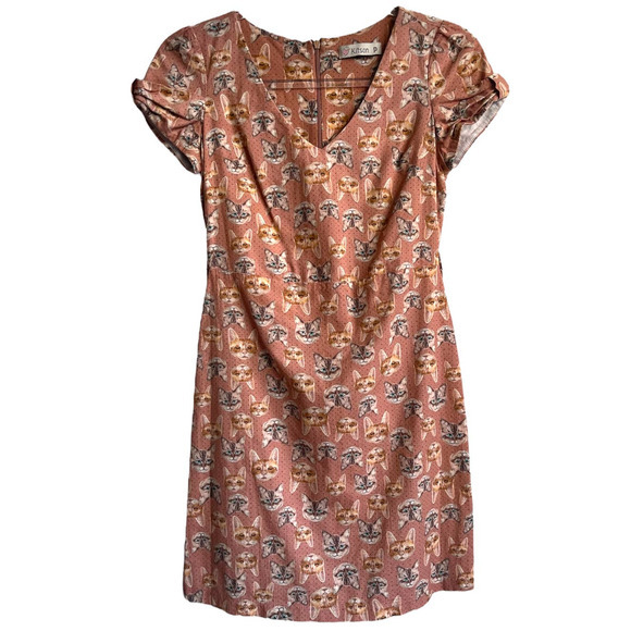 Kitson Size P Small Women's Print Mini Dress Pink Short Sleeve Fit & Flare - Picture 1 of 4